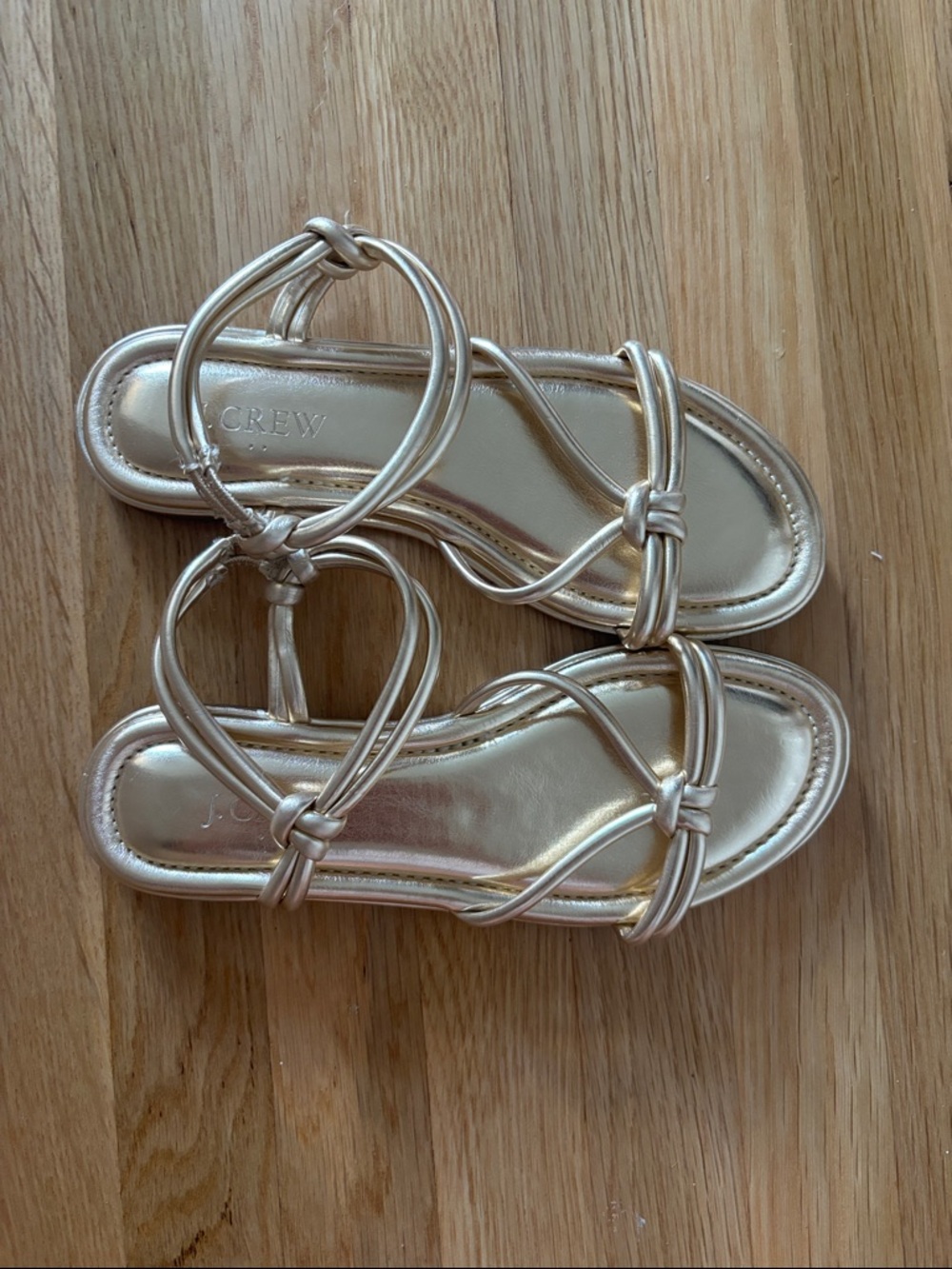 NEW J. Crew Gold Knotted Strappy Flat Sandals Size 6